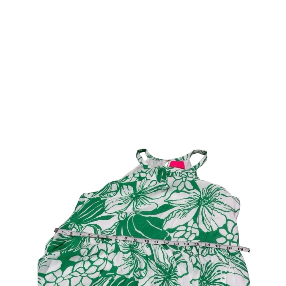 Lilly Pulitzer Green White Tropical Floral Maxi Dress Size L Sleeveless Resort - Picture 11 of 14